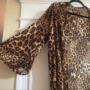 Cheetah Print Long Kimono Overlay